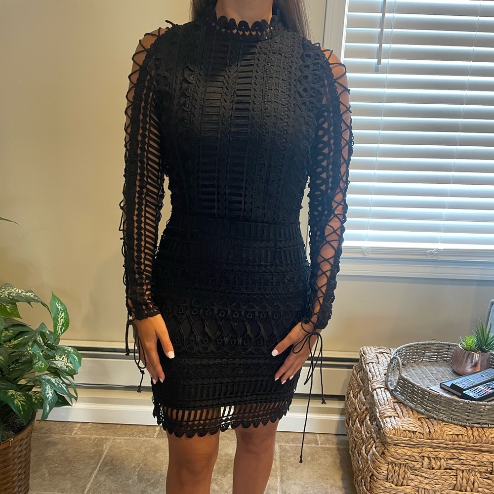Misguided long sleeve lace dress